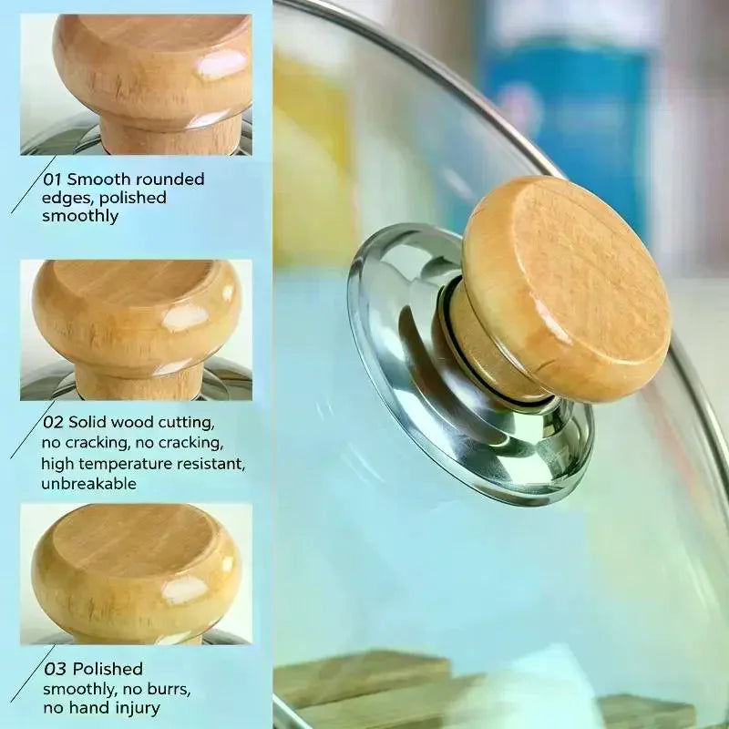 Wooden Pot Lid Knobs – Heat-Resistant Replacement Handle Cookware Lid Knob Qme