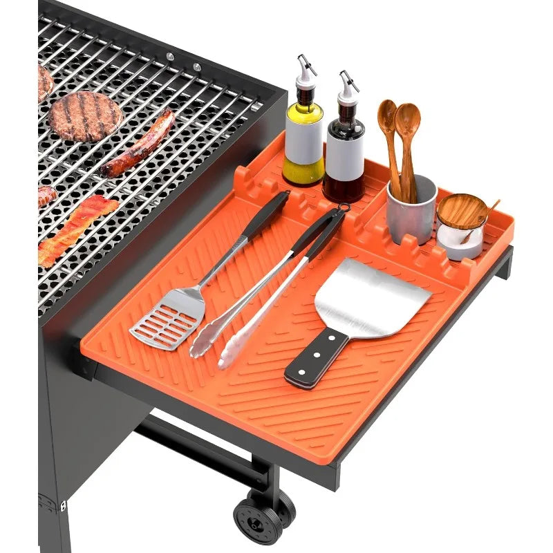 Silicone Grill Tool Holder Mat Side Shelf Drip Pad | BBQ Grill Accessory Mat Qme