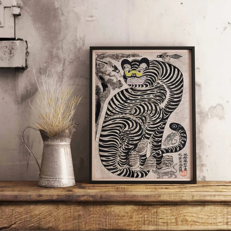 Tiger & Panther Canvas Wall Art – Jungle Tropical Poster Canvas Wall Art Qst