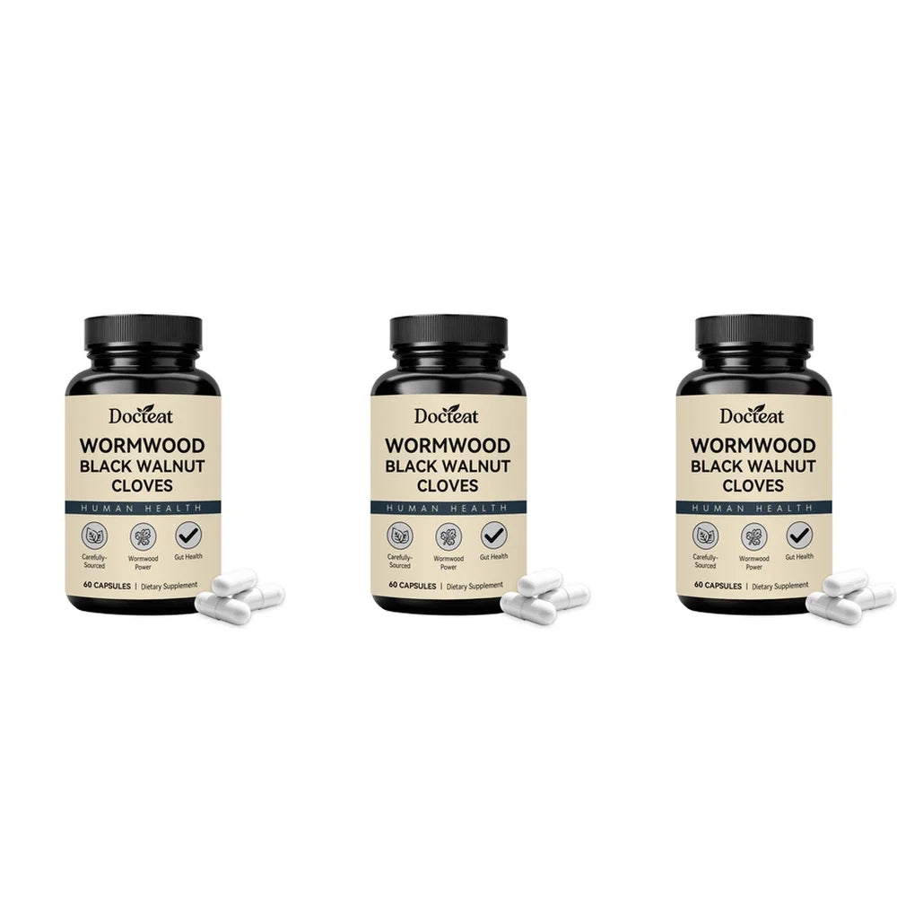 Wormwood Black Walnut Cloves Capsules 60ct | Herbal Blend Herbal Supplement Qst 3 Bottles 180 Pieces