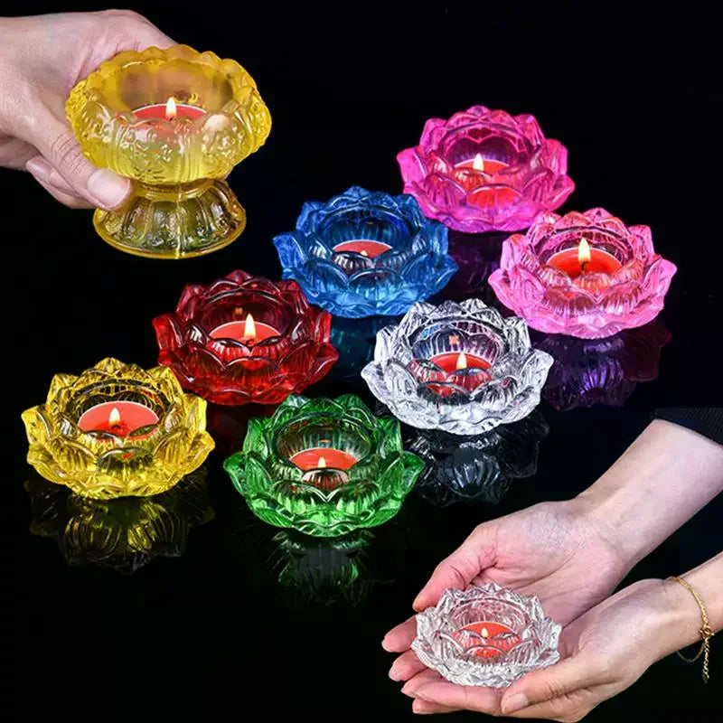 Glass Lotus Candle Holder – Windproof & Heat Resistant Candle Holder Qme