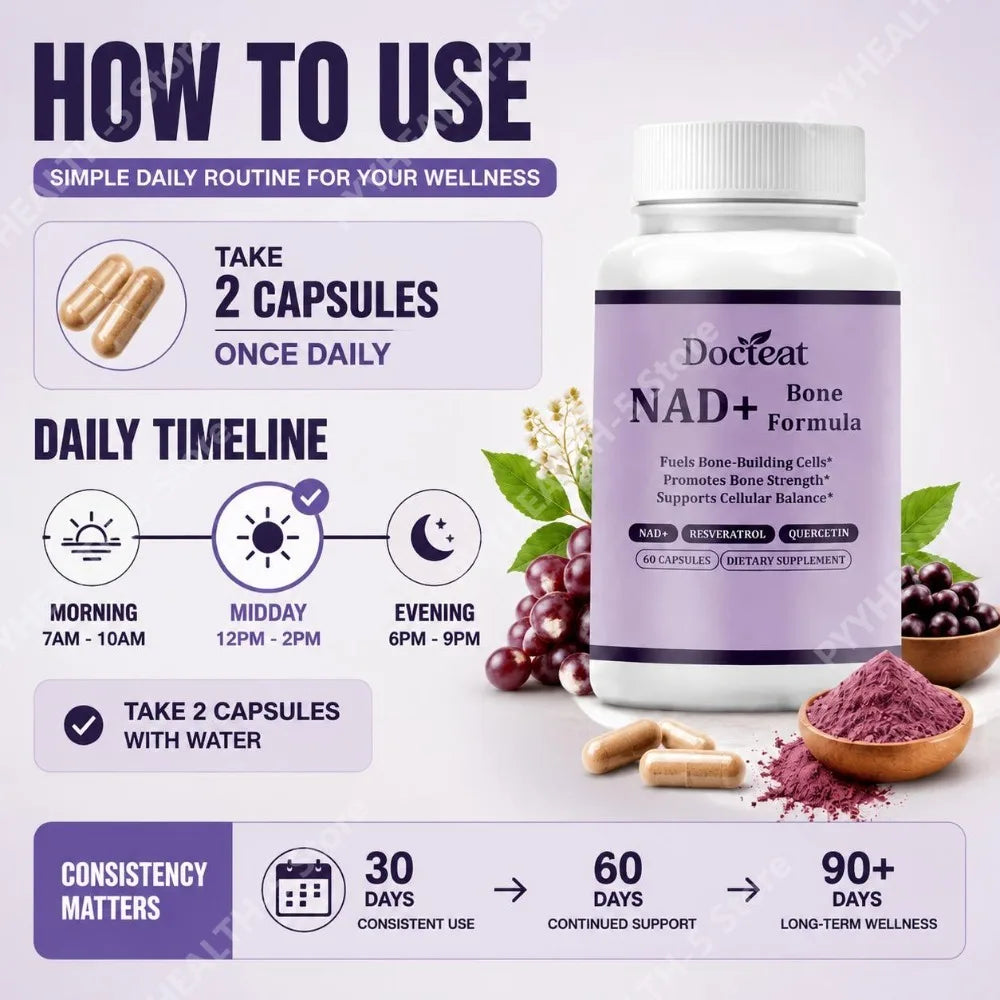 Docteat NAD+ Bone Formula – Resveratrol & Quercetin 60 Caps Dietary Supplement Qst