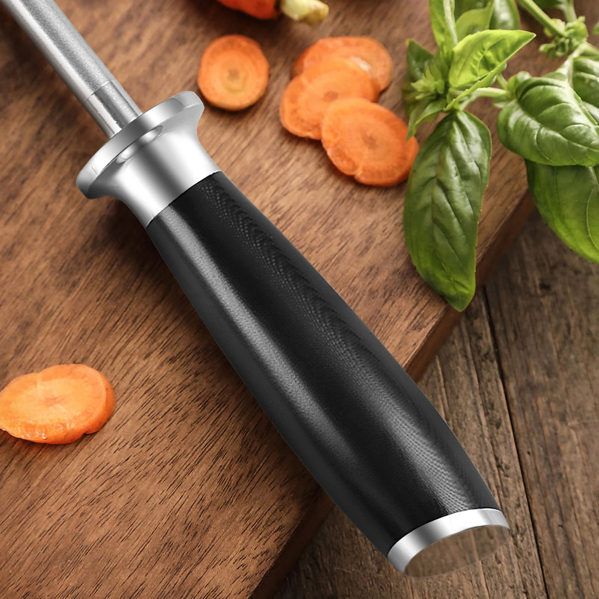 TURWHO 9" Diamond Honing Steel Rod – 600 Grit Knife Sharpener Knife Honing Rod Qst