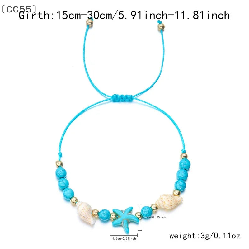 Boho Starfish Shell Beaded Bracelet – Handmade Beach Jewelry Charm Bracelet Qst