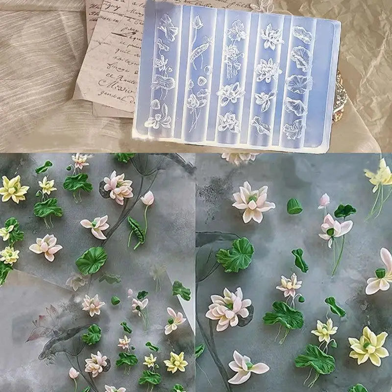 3D Silicone Lotus Leaf Nail Mold | DIY Nail Art Template Nail Art Mold Qme