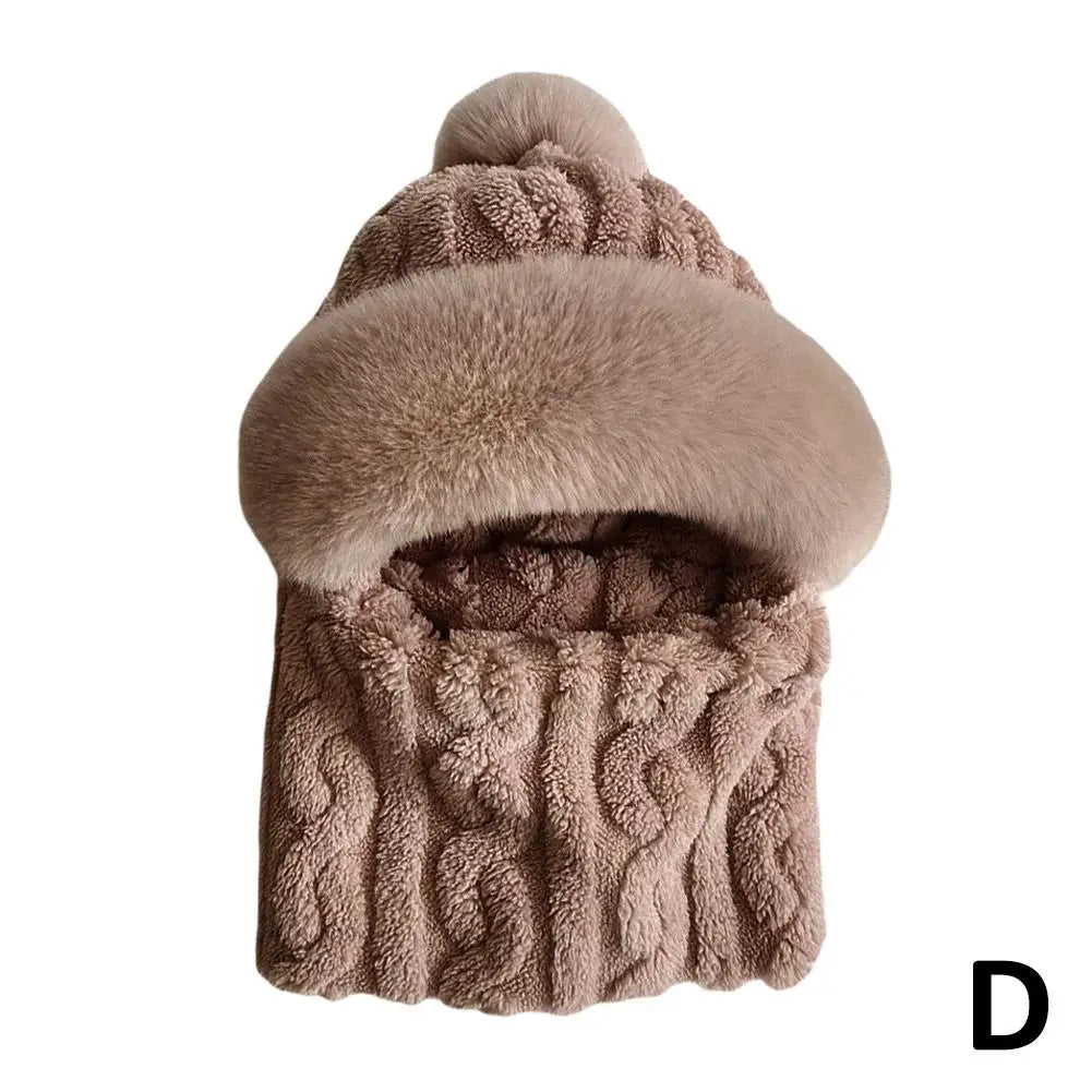Women's Winter Thickened Scarf Mask with Ear Protection Winter Scarf Mask Qme coffee One size