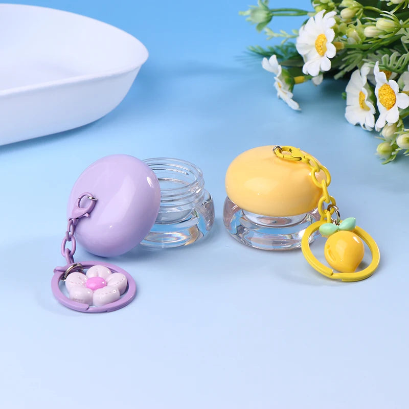 Mini Empty Lip Balm Jar 5g with Keychain – Refillable Lip Mask Lip Balm Container Qst