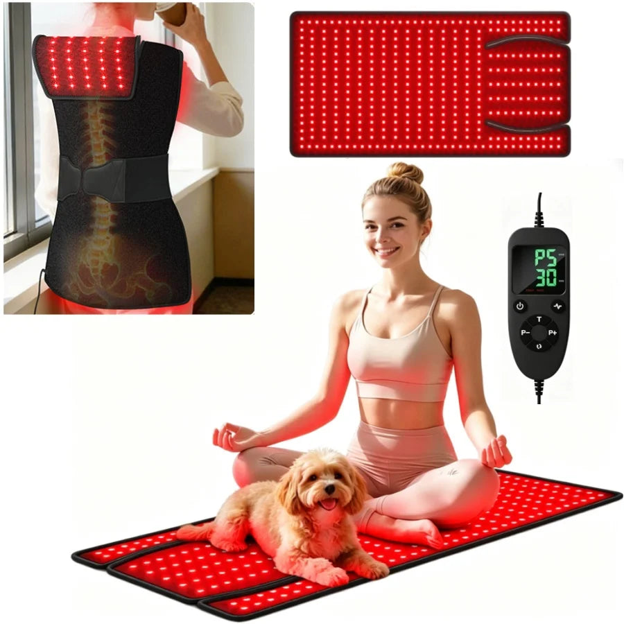 Red Light Therapy Mat 380 LEDs 660nm 850nm – Full Body Pad Light Therapy Mat Qst