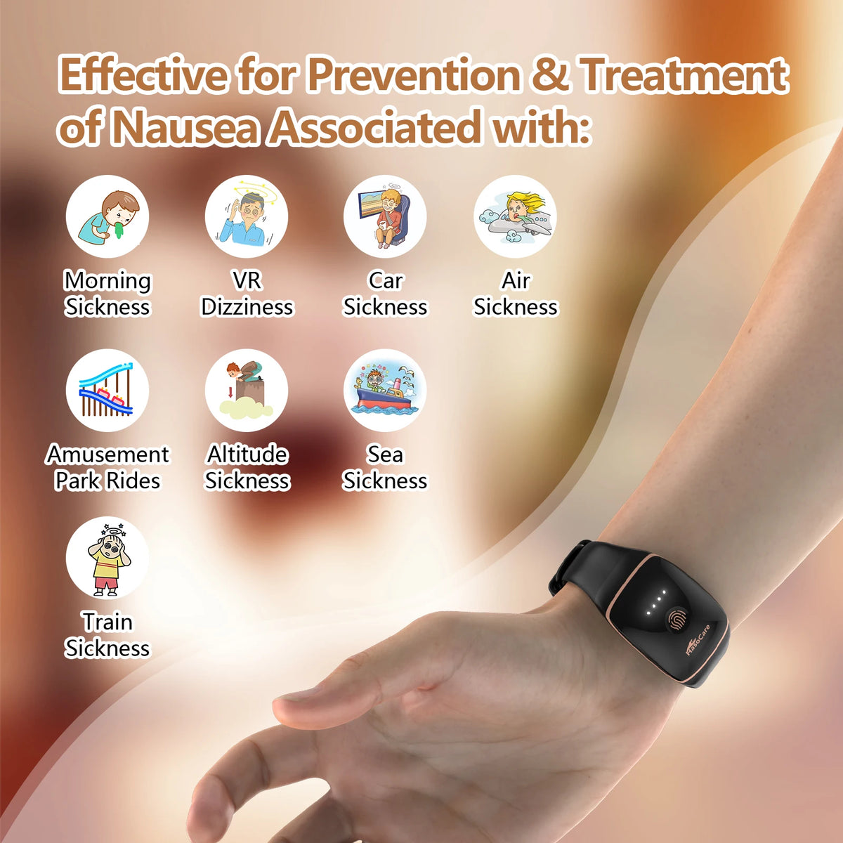 Rechargeable Anti-Nausea EMS Wristband – Acupressure Pulse Strap EMS Acupressure Wristband Qst
