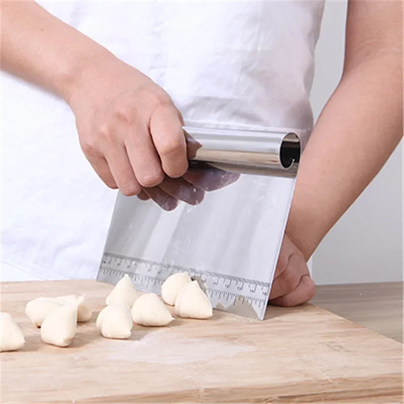 Stainless Steel Dough Scraper & Pizza Cutter with Scale Dough Scraper Tool Qst