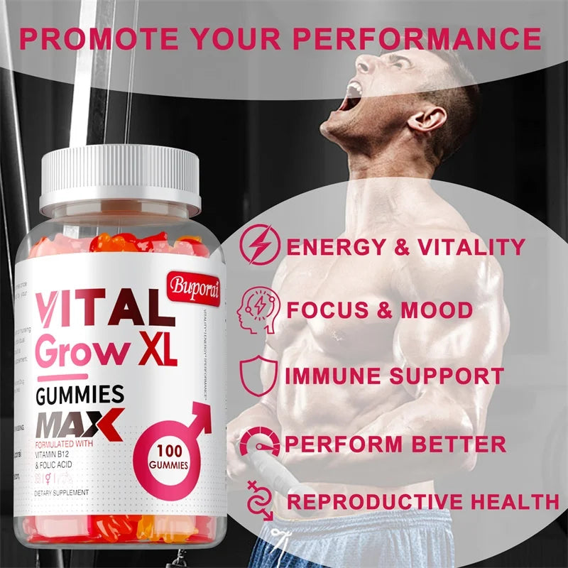 Vital Grow XL Male Gummies – Energy & Endurance Support Men's Wellness Gummies Qst