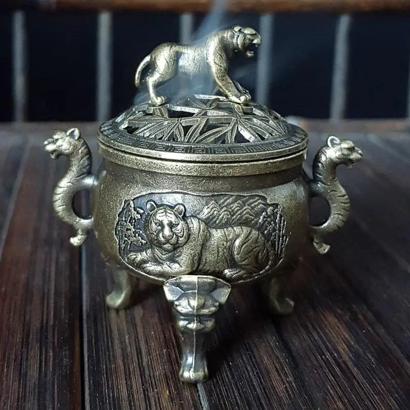 Ancient Tiger Metal Incense Burner – Home Decor Ornament Incense Burner Qme