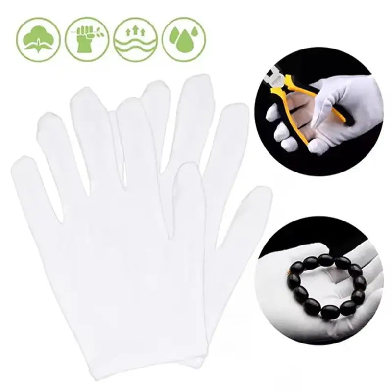 White Knit Gloves for Etiquette, Inspection & Cleaning Use Knit Gloves Qst