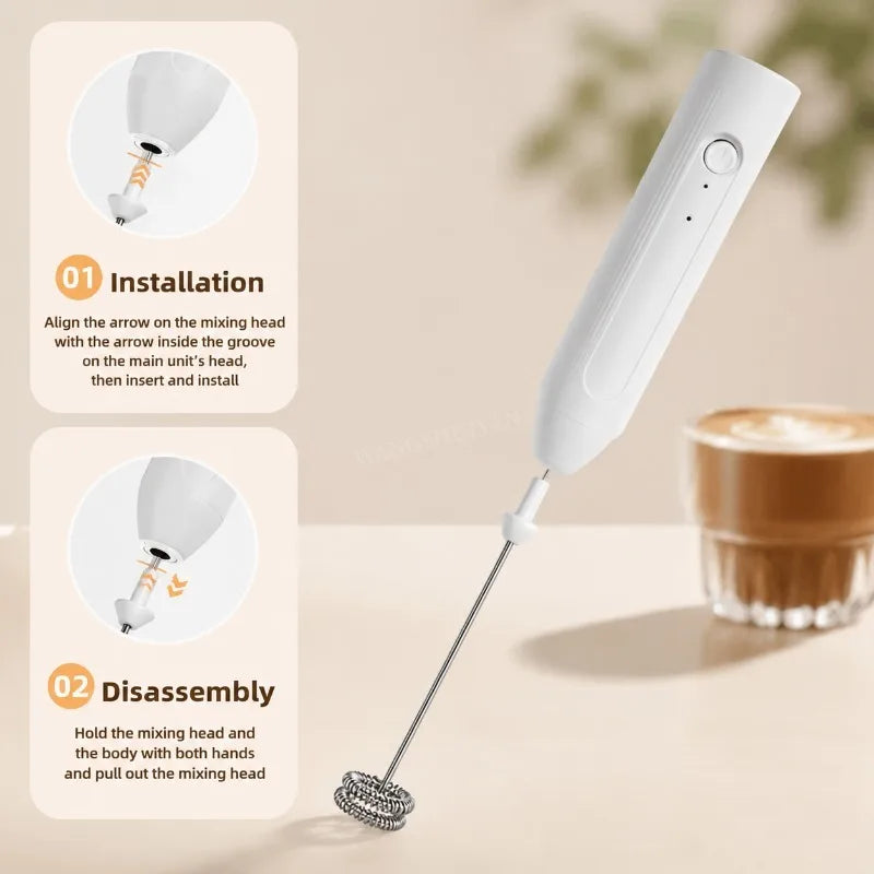 ZARTSEN 2-in-1 Rechargeable Milk Frother – 3-Speed USB-C Electric Milk Frother Qst