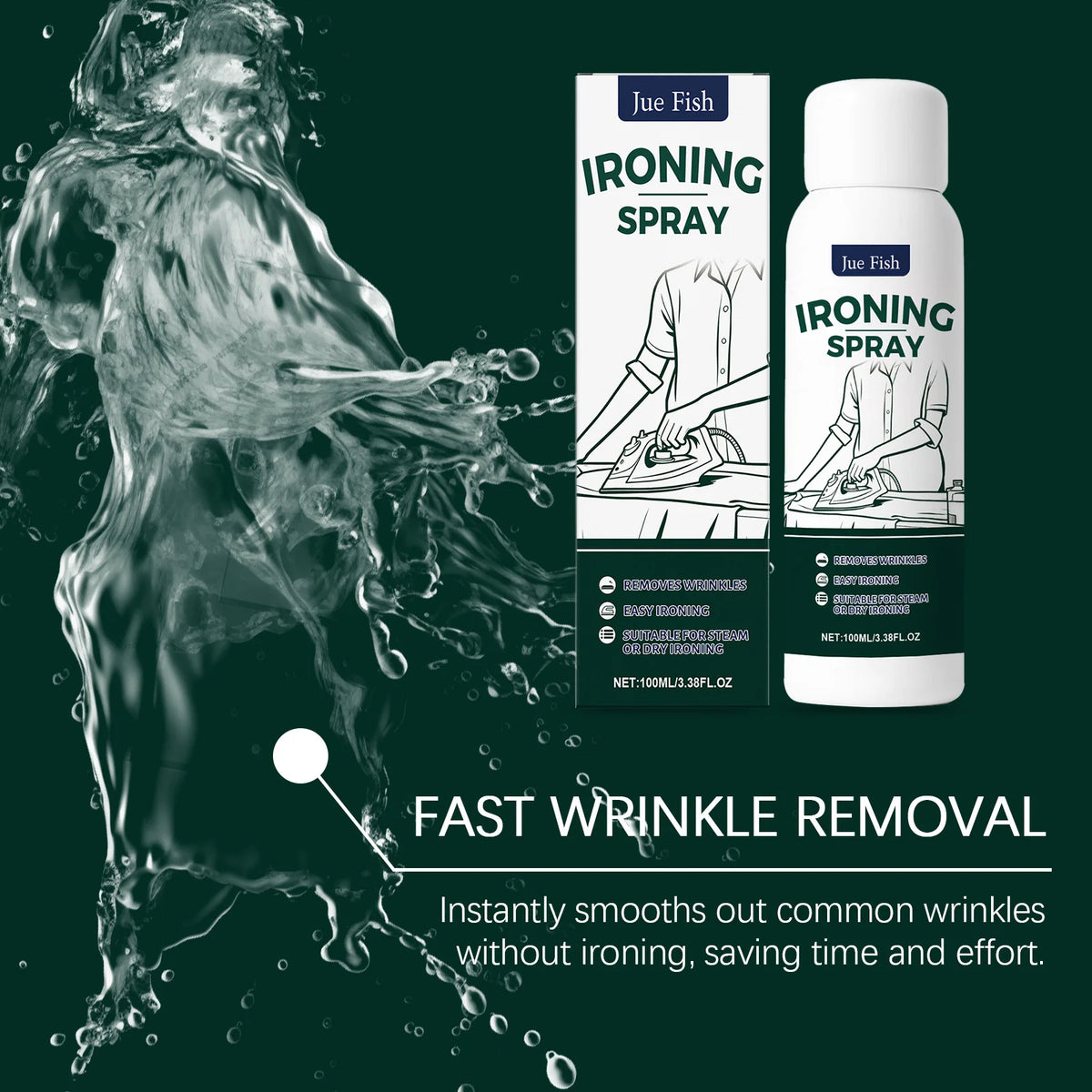 100ml Wrinkle Release Spray – Smooth Clothes Instantly Garment Care Spray Qst