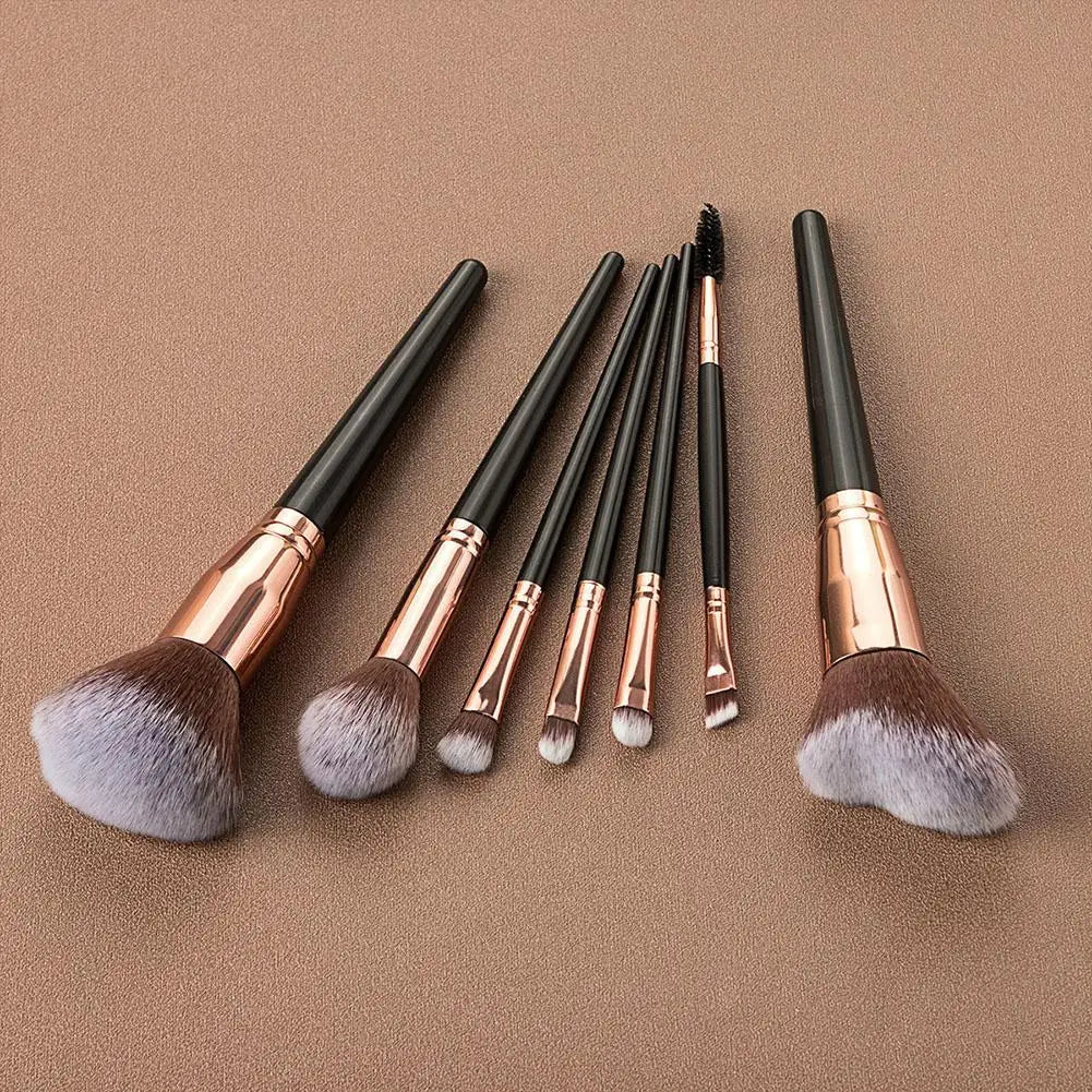 Qme 7-Piece Foundation & Powder Makeup Brush Set for Women Makeup Brush Set Qme