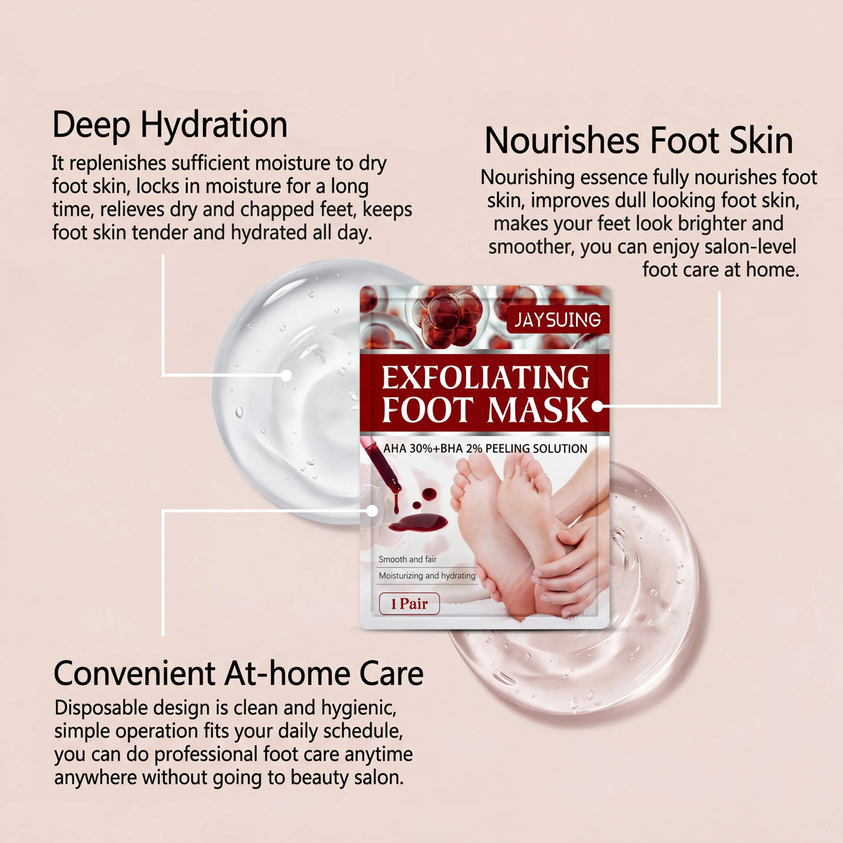 AHA Exfoliating Foot Peel Mask Booties – 5 Pairs Foot Peel Mask Qst