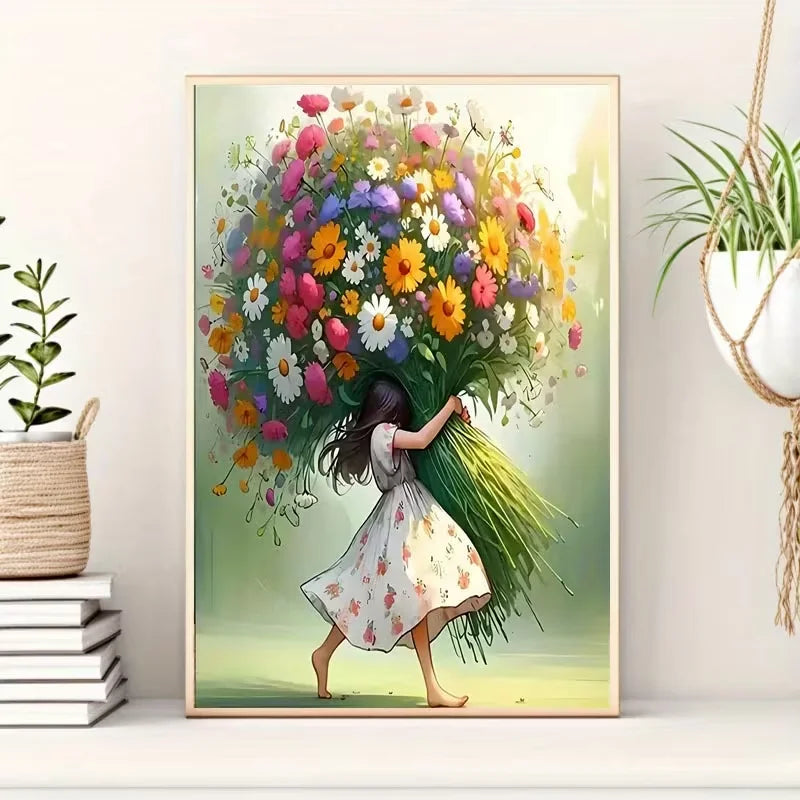 Frameless Canvas Wall Art – Cartoon Girl Print 12x16 Inches Canvas Wall Art Qst