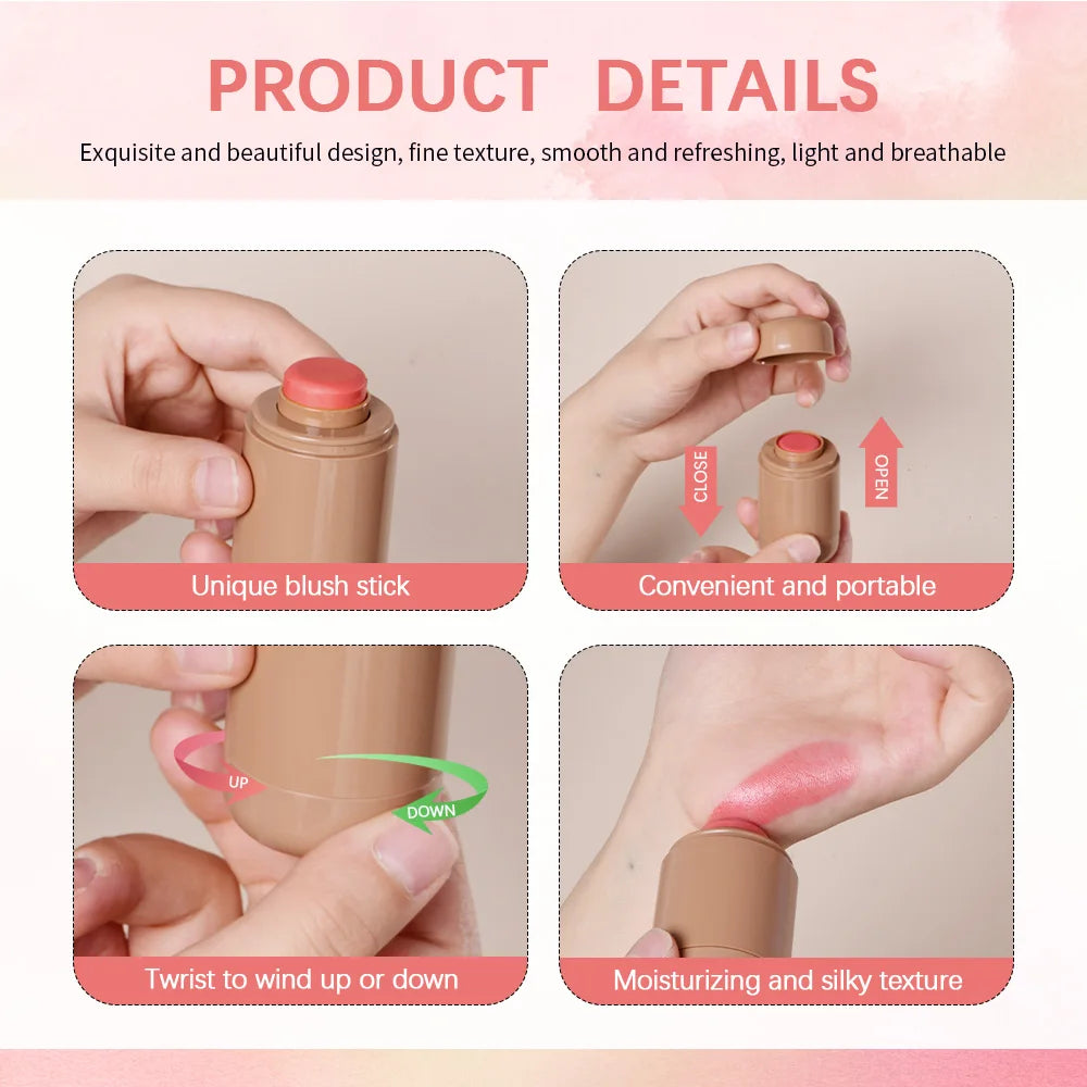 Lakerain Cream Blush Stick – Multi-Use Lip & Cheek Color Cream Blush Stick Qst