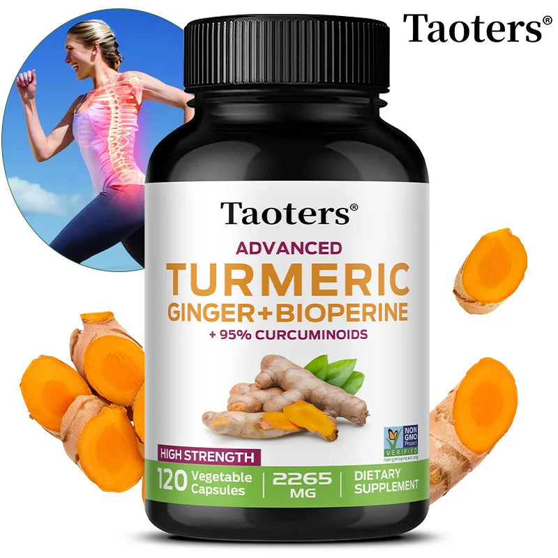 Turmeric Ginger Root & Black Pepper Extract Capsules 120ct Herbal Supplement Capsules Qst