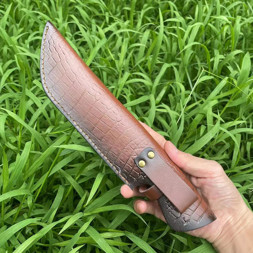 Embossed Leather Knife Sheath 29.9cm – Fixed Blade Belt Holster Leather Knife Sheath Qst