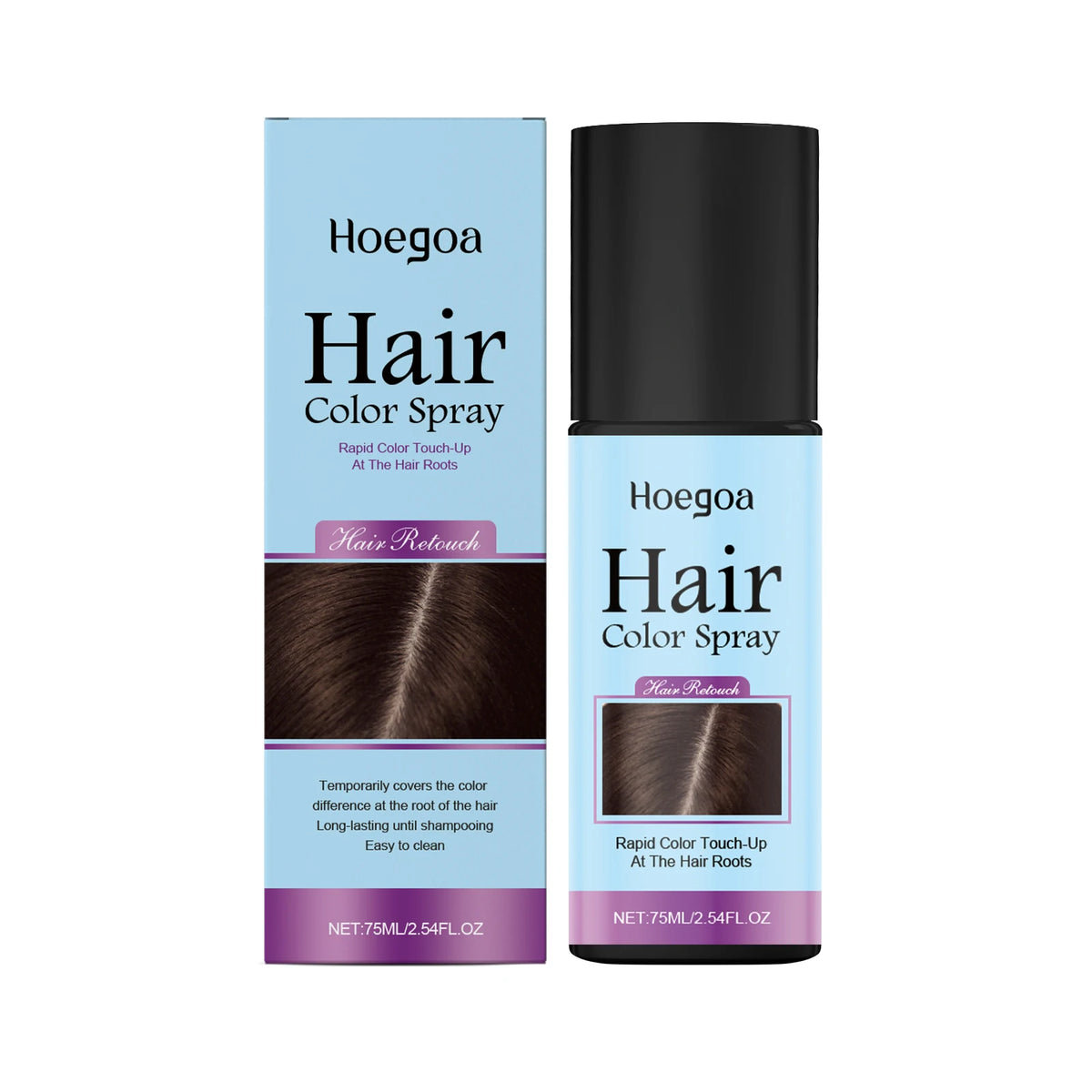 Hoegoa Temporary Hair Color Spray – Root Cover & Styling Temporary Hair Dye Spray Qst Dark Brown