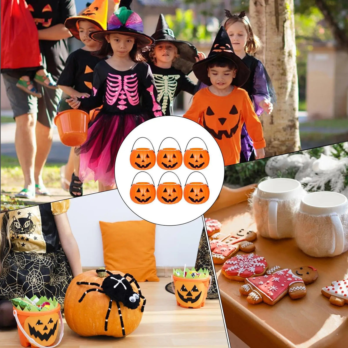 Halloween Candy Bucket 6-Piece Ghost Jack O Lantern Set Halloween Candy Bucket Qme