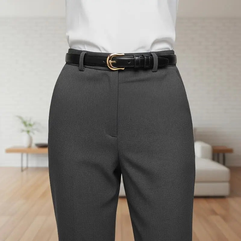 Women's 2cm PU Leather Belt – Western Metal Buckle Slim Fashion Belt Qst