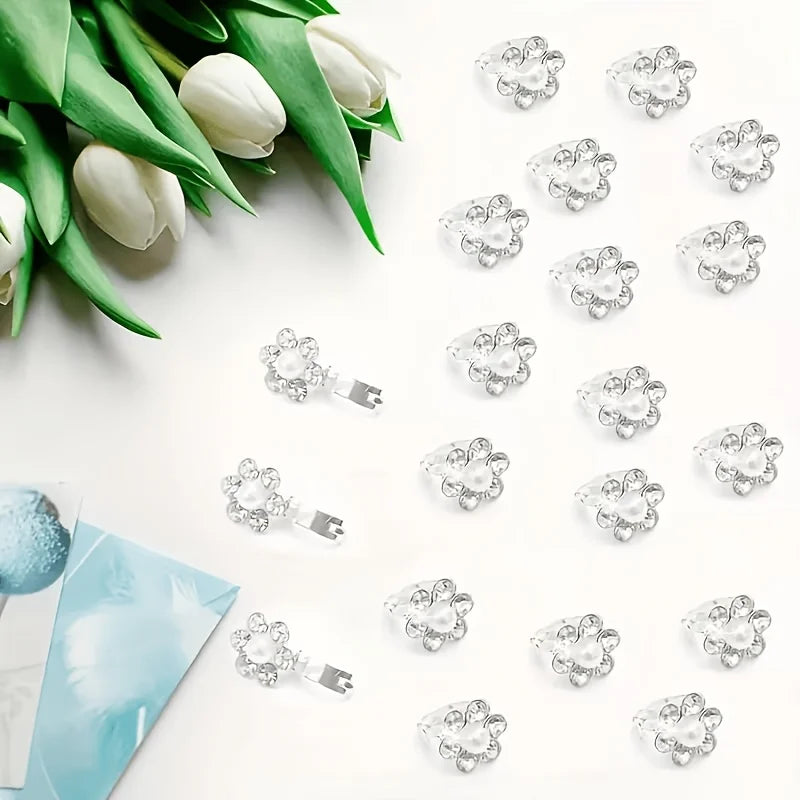 10-Piece Rhinestone Flower Mini Hair Clips – Bridal & Daily Flower Hair Clip Set Qme