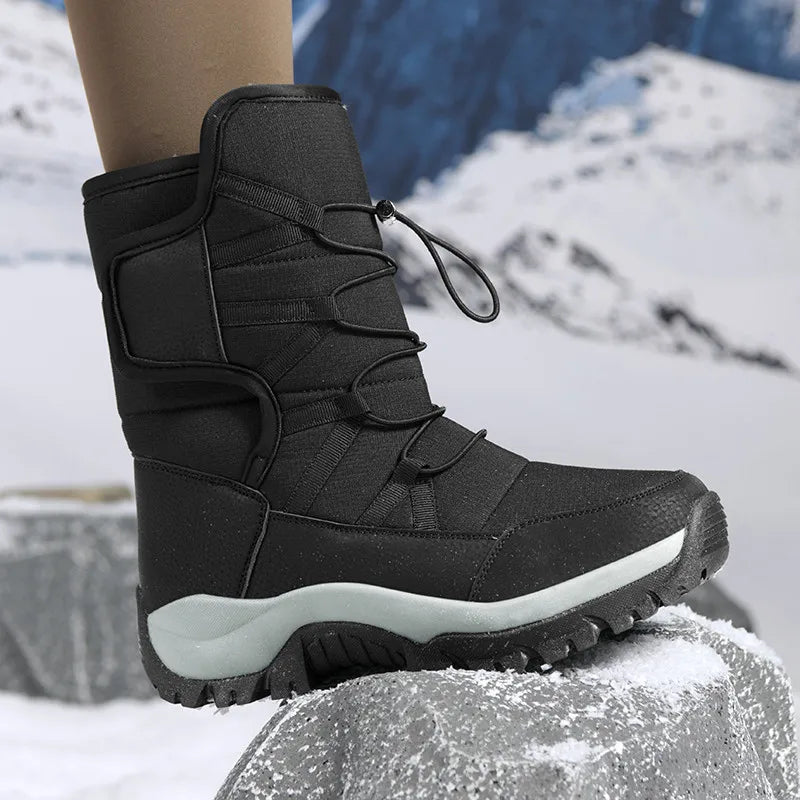 Women's Winter Plush Ankle Snow Boots – Slip-On Platform Women's Snow Boots Qst