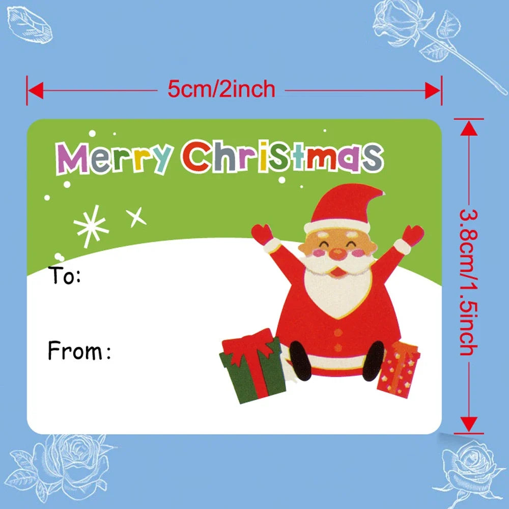 Christmas Roll Label Stickers 500pcs – Festive Self-Adhesive Holiday Label Stickers Qme