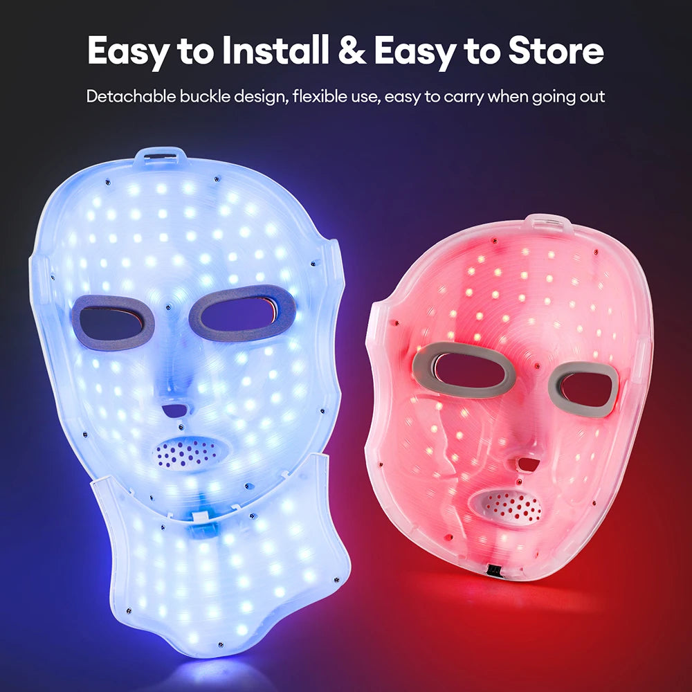 Wireless 7-Color LED Face & Neck Mask – Photon Skin Care LED Skin Care Mask Qst