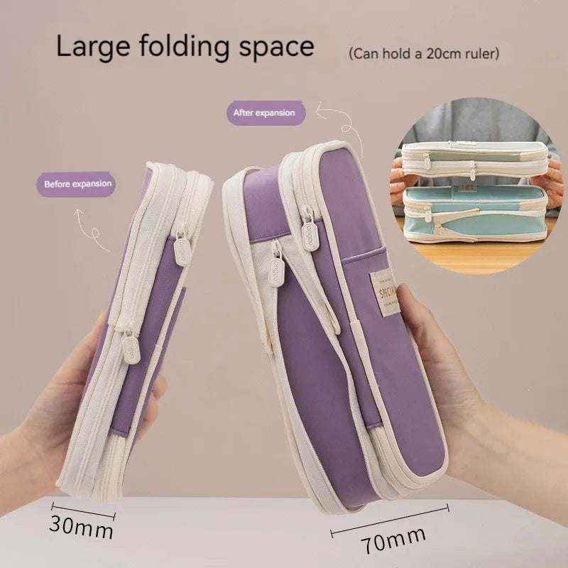 Kawaii Pencil Case Double Layer Large Capacity Bag | 9 Colors Pencil Case Qme