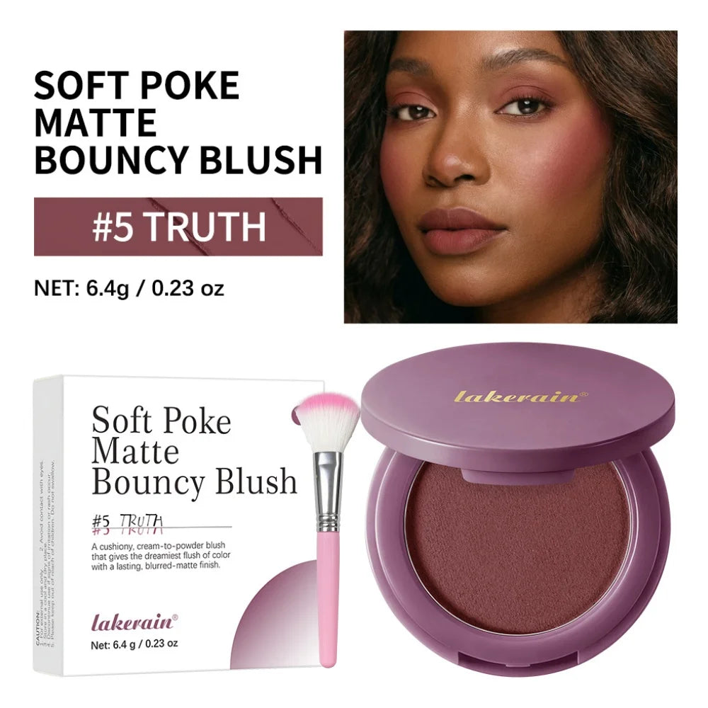 Bouncy Matte Cream Blush with Brush – Buildable Soft Focus Cream Blush Qst 05
