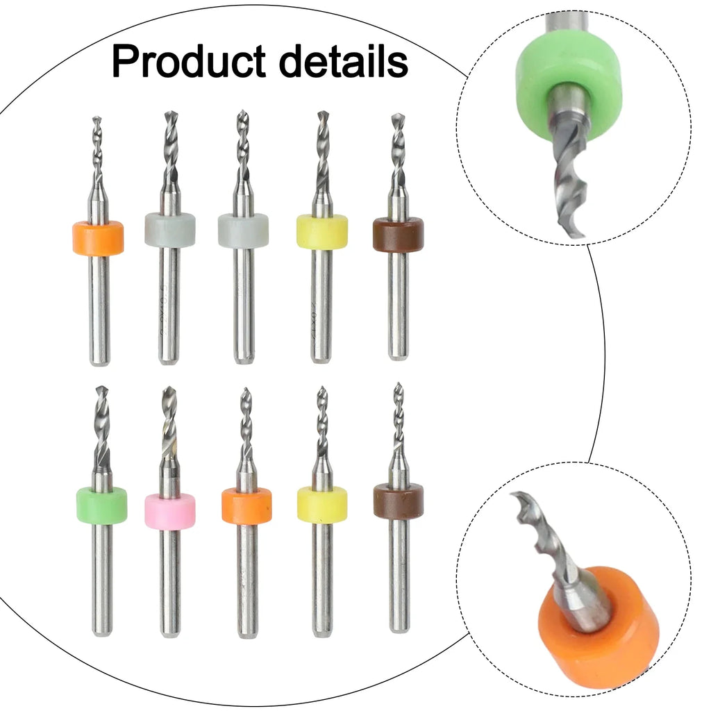Coated PCB Milling Cutters Large Chip Space Drill Bits 10pc PCB Drill Bit Set Qme Default Title