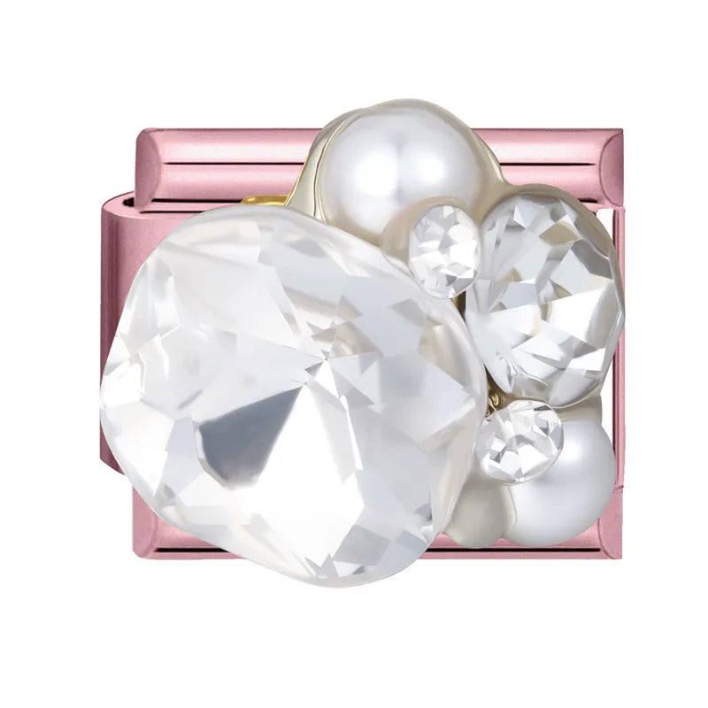 Zircon Bow & Star Italian Charm Links | Stainless Steel DIY