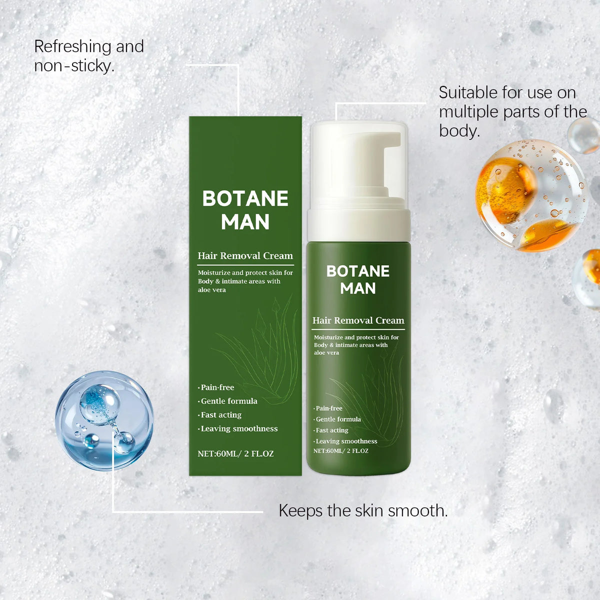 Eelhoe 60ml Aloe Vera Hair Removal Mousse Spray Hair Removal Mousse Qst