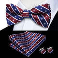 Men's Pre-Tied Bow Tie, Hanky & Cufflinks Set – Solid & Floral Bow Tie Gift Set Qme LDLH2612