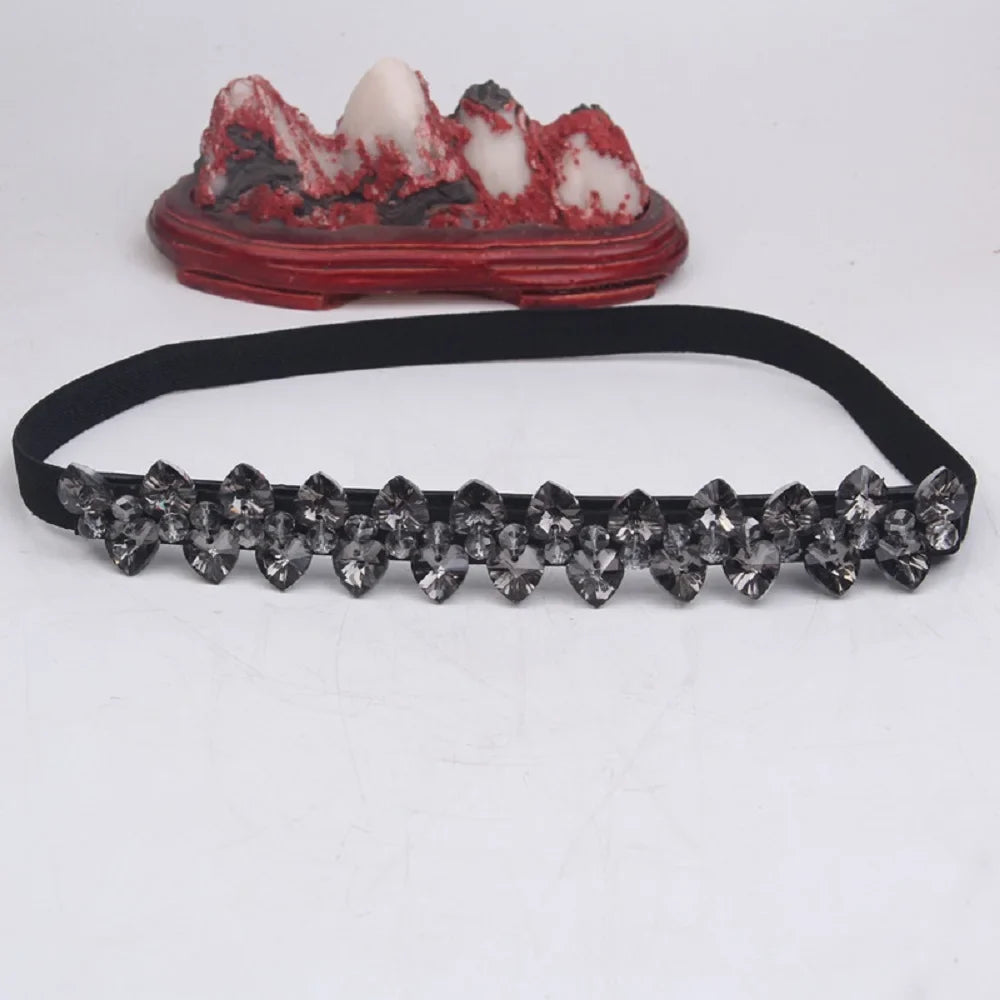 Rhinestone Adjustable Waist Belt for Women – 3 Colors Rhinestone Waist Belt Qme black