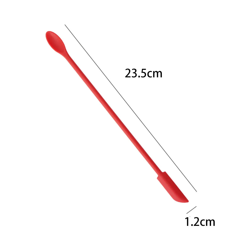 Silicone Double-End Jar Scraper & Cosmetic Spoon Set Silicone Spatula Spoon Qme Red 23.5