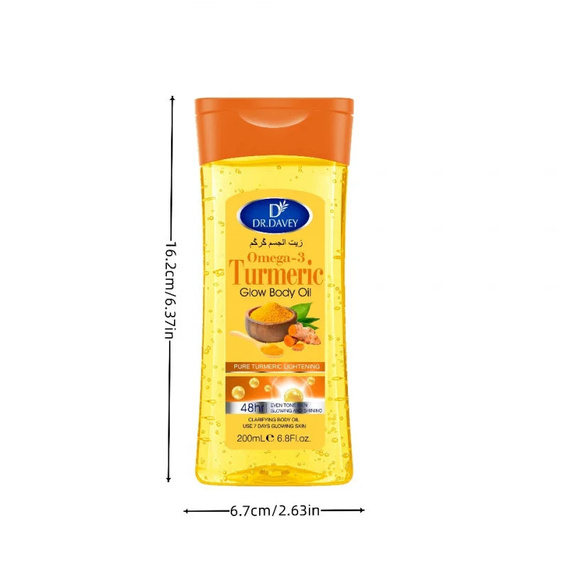 DR.DAVEY 200ml Turmeric Omega-3 Glow Body Oil | Moisturizing Body Oil Qst