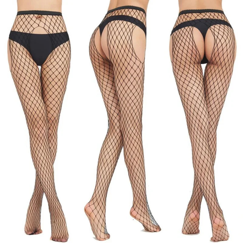 Women's Hollow Out Fishnet Open Crotch Pantyhose | 4 Colors Fishnet Pantyhose Qme C
