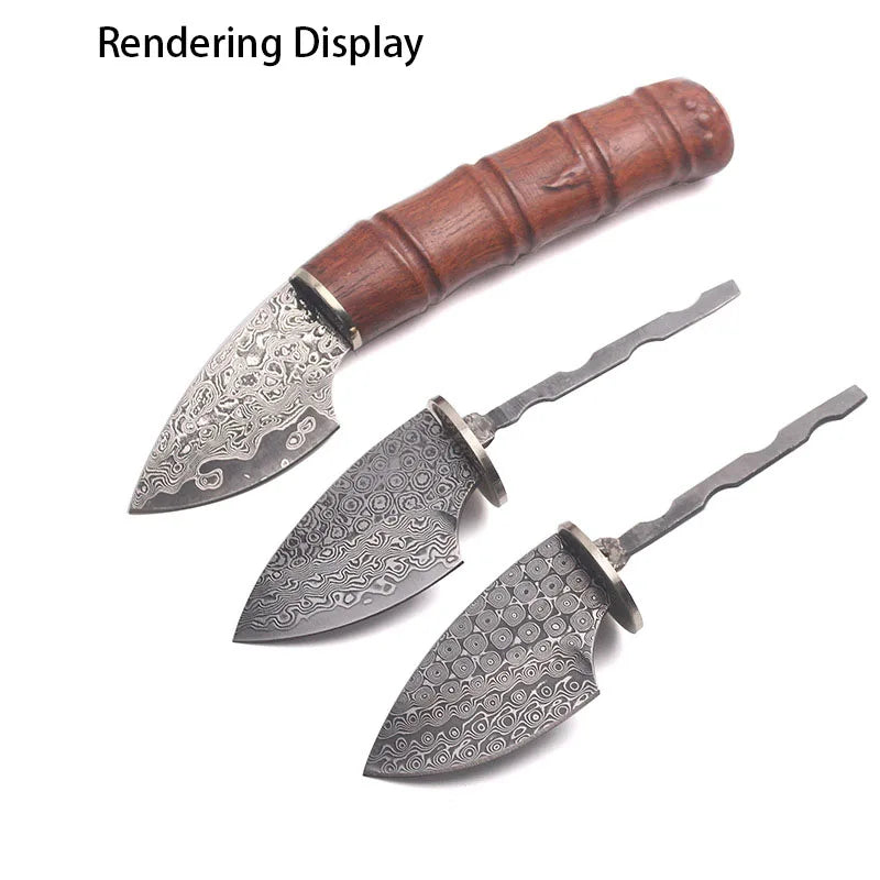 Swayboo Rosette Damascus Steel Fixed Blade Knife Blank DIY Fixed Blade Knife Blank Qst