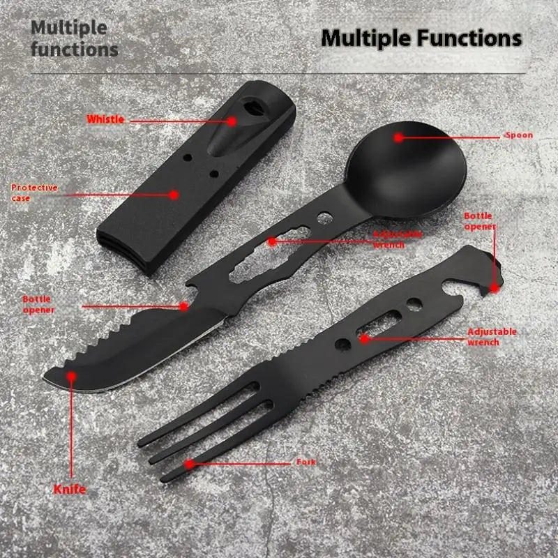 Multifunctional Camping Cutlery Set – Stainless Steel Spoon Fork Camping Cutlery Set Qme