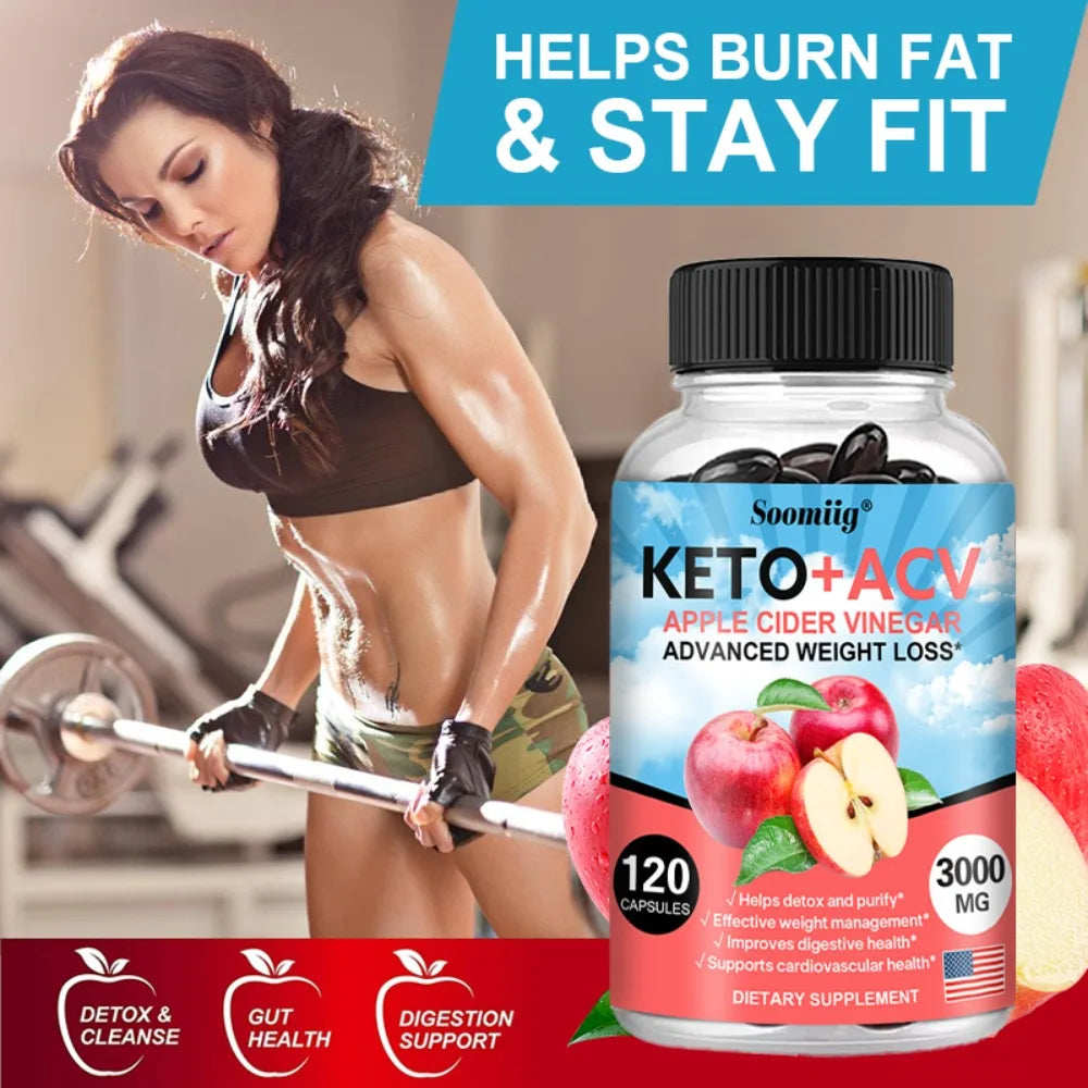 Keto Apple Cider Vinegar Capsules – Metabolism Support ACV Supplement Capsules Qst