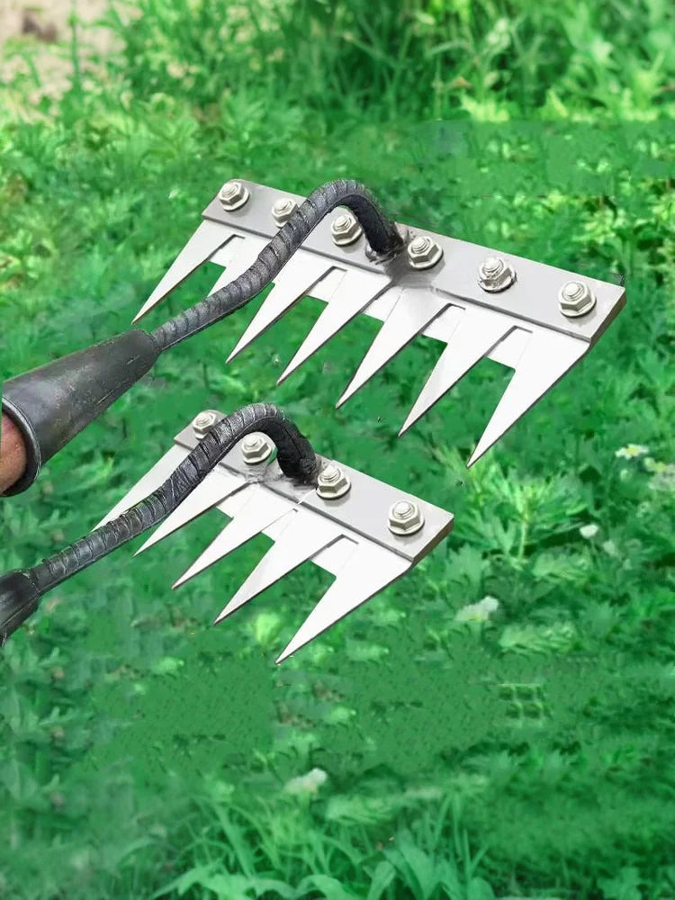 Steel Garden Weeding Rake & Hoe – 5 or 6 Teeth Garden Rake Hoe Qme