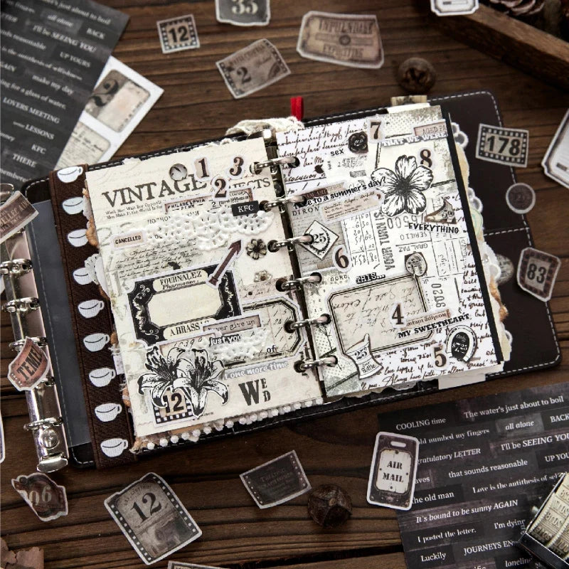 Vintage Label Die-Cut Cartoon Stickers Book | Scrapbooking Craft Sticker Book Qme