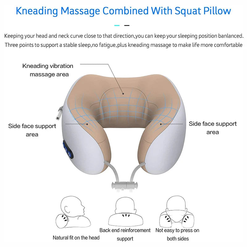 PAQIN U-Shaped Electric Neck Massager Pillow – Travel & Home Neck Massage Pillow Qst