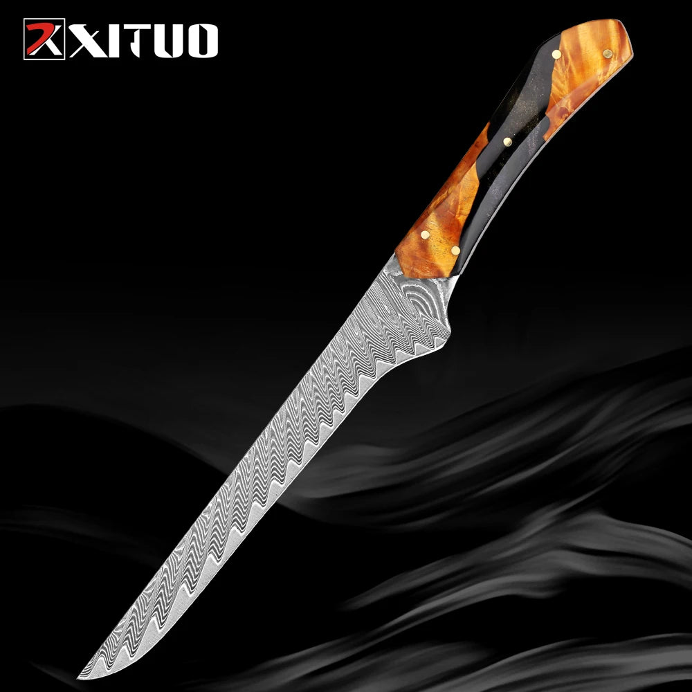 Xituo Damascus Boning Fillet Knife – 66-Layer VG-10 Steel Damascus Kitchen Knife Qst Boning Knife
