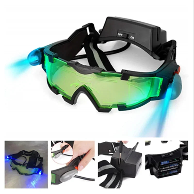 Kids Night Vision Goggles with Flip-Out LED Lights – Windproof Kids LED Goggles Qme